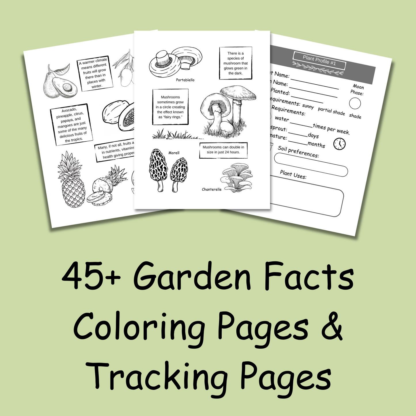 Plant Log and Coloring Book For Kids: Learn 45+ Fun Facts While Keeping Track of Your Own Plants (Digital Download)